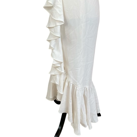Cinq à Sept Jovette Ivory One-Shoulder Ruffle Gown Size 2 Formal Evening - Picture 11 of 16